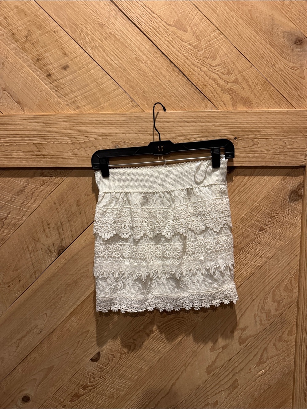Altar'd State White Lace Tiered Ruffle Mini Skirt